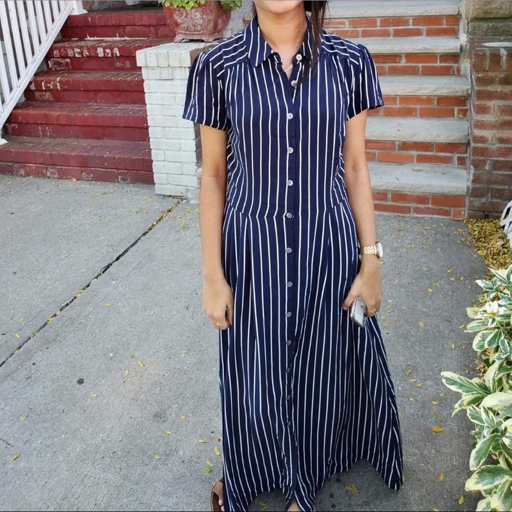J.crew midi dress in stripe blue